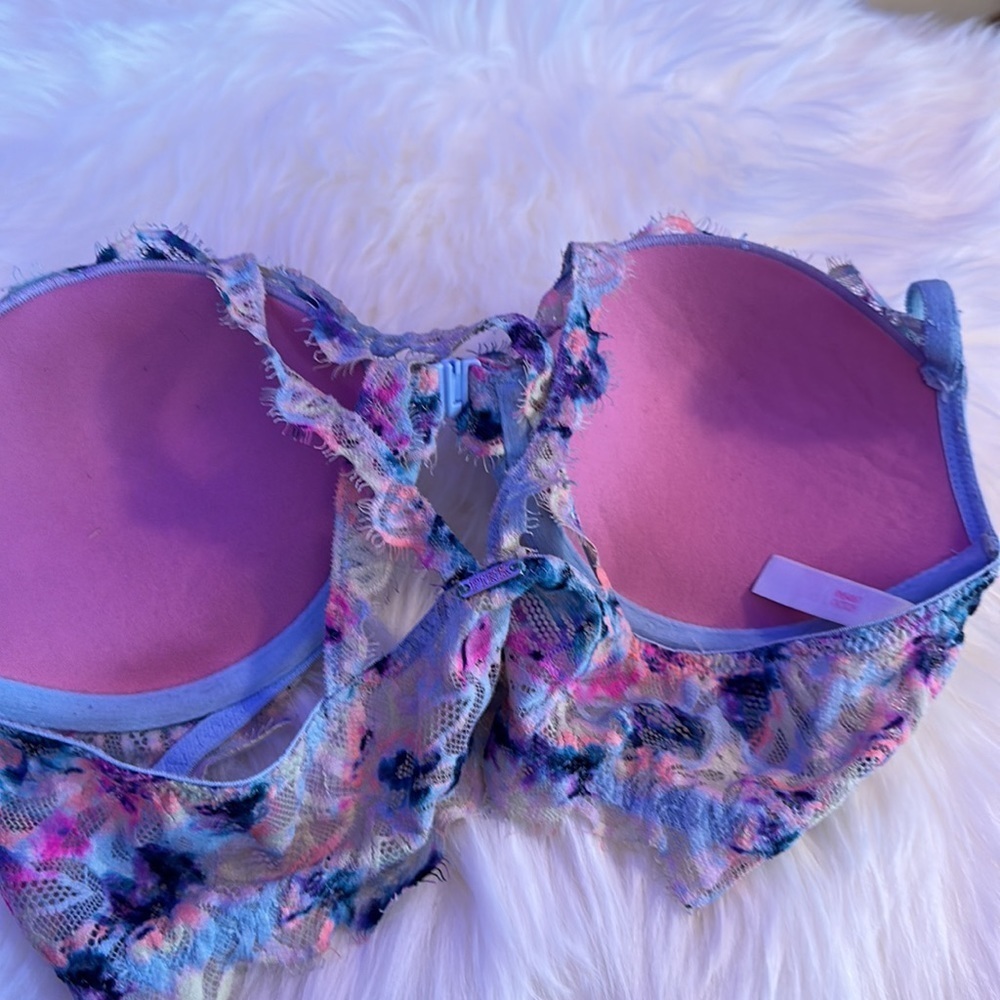 Victoria’s Secret VS PINK Multicolor Neon Floral Rainbow Lace Date Racerback Bra - Picture 7 of 8